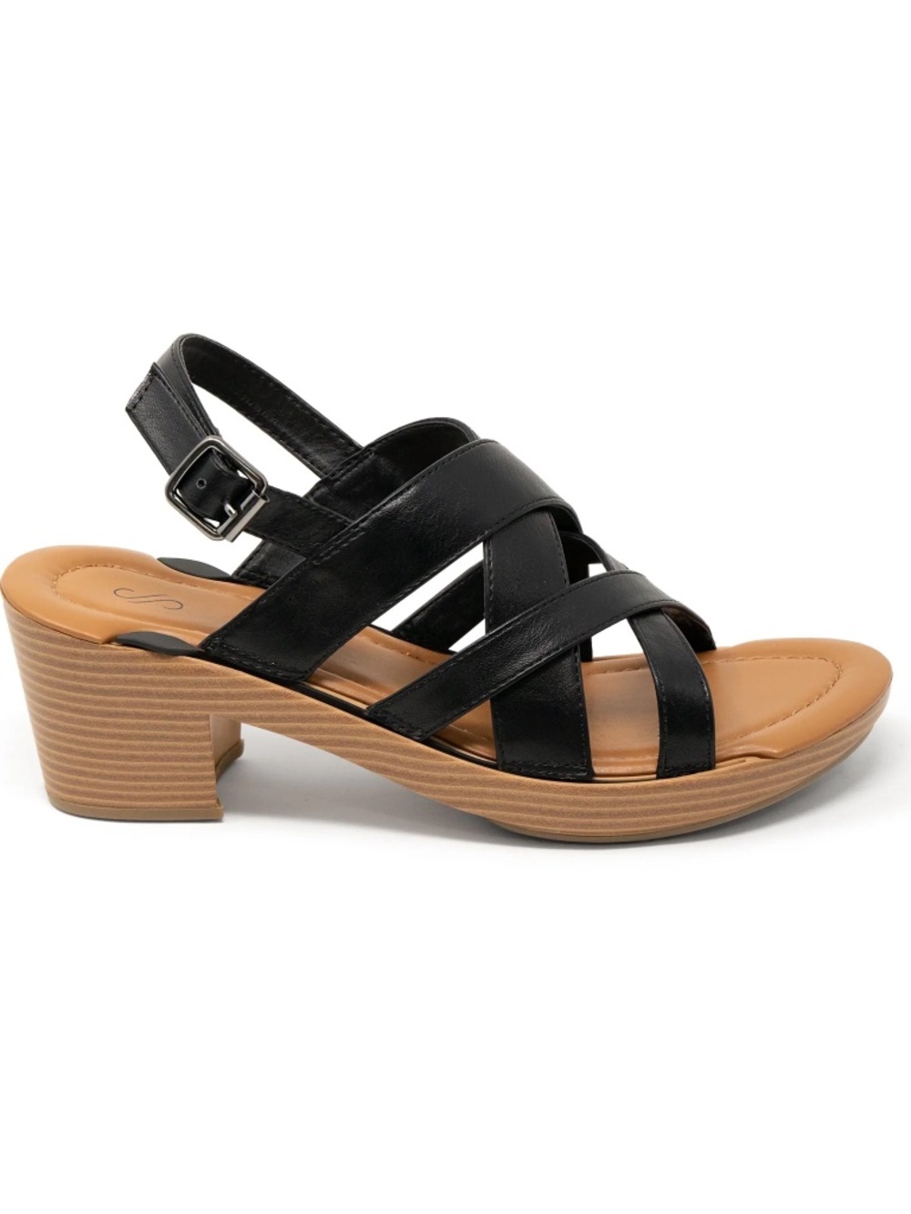 Solely Jane Phoenix TOP ONLY Black Cross Strap Sandal Top Size 7